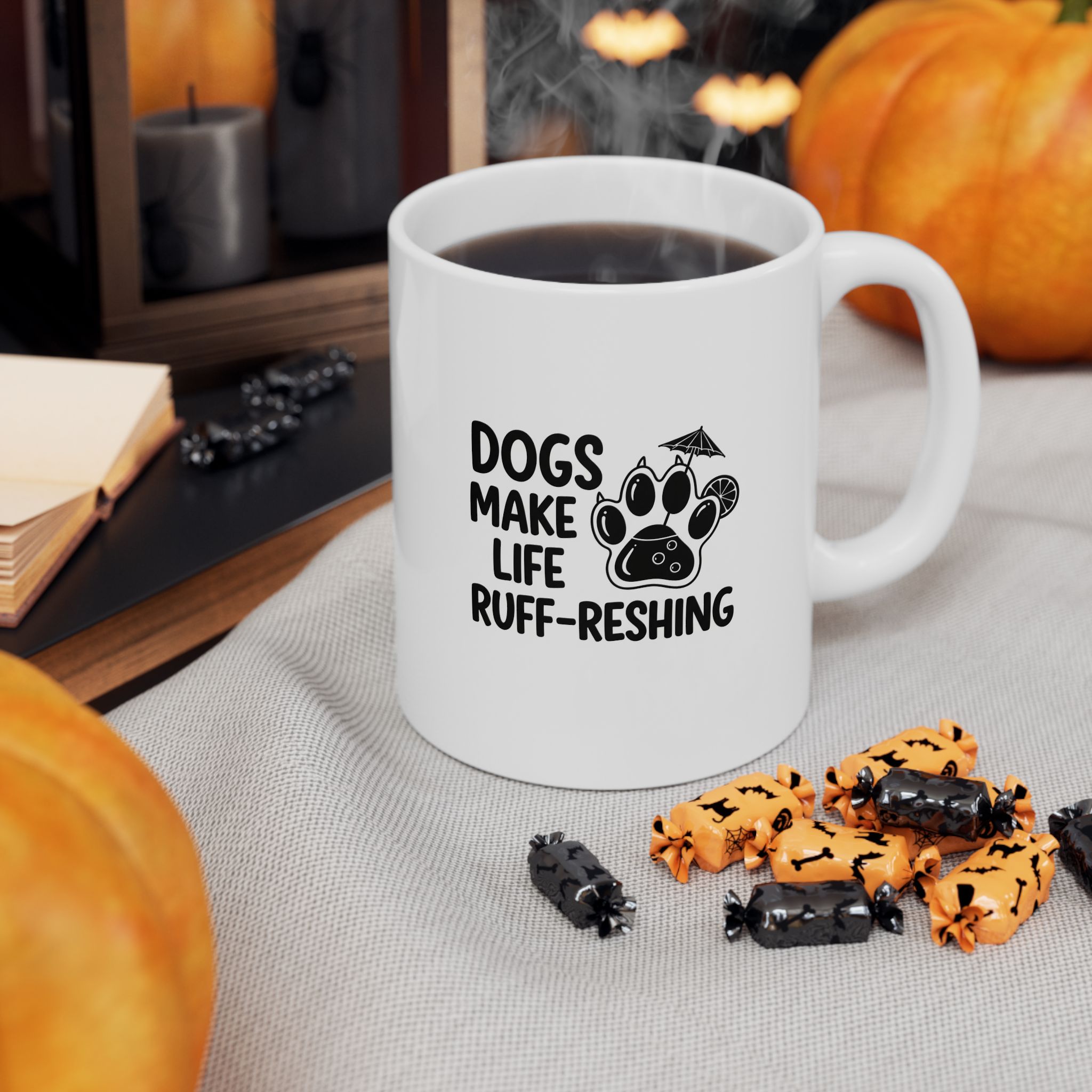 Dogs Make Life Ruff-reshing - Ceramic Mug, (11oz) - Image 4